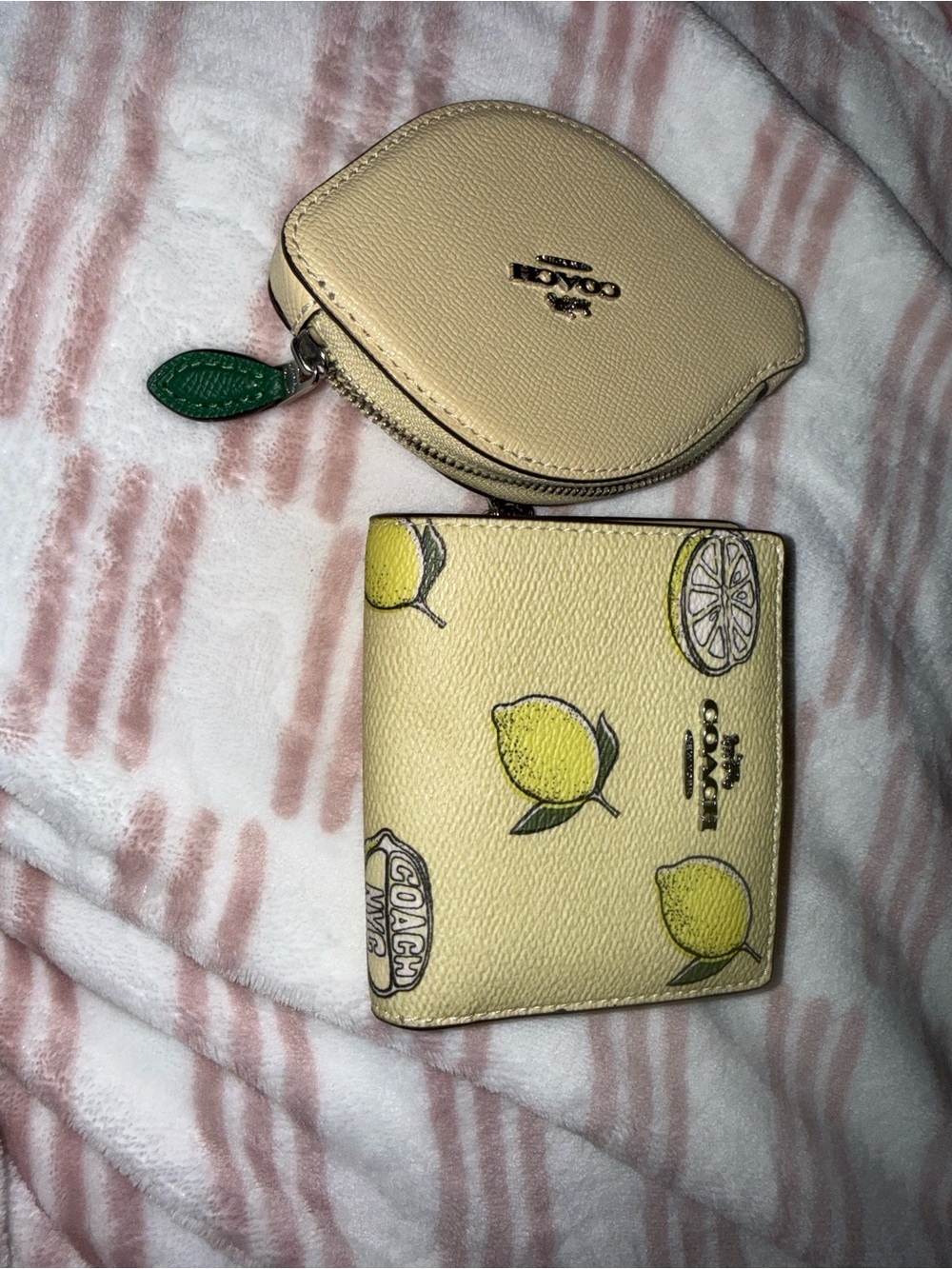 Coach Lemon-Print Bifold Wallet with Matching Coin Pouch - Yellow & Green